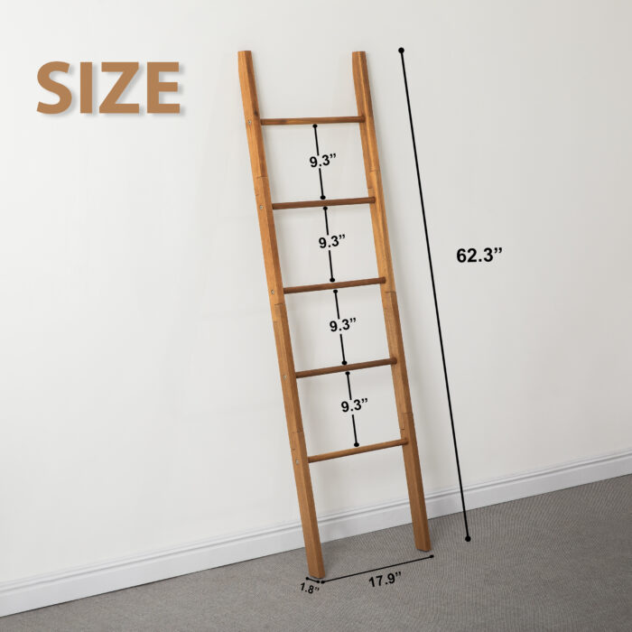 Acacia Wood Blanket Ladder 6-Tier Storage Rack