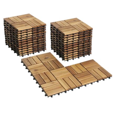 Acacia Wood Deck Tiles Waterproof Outdoor Patio Flooring