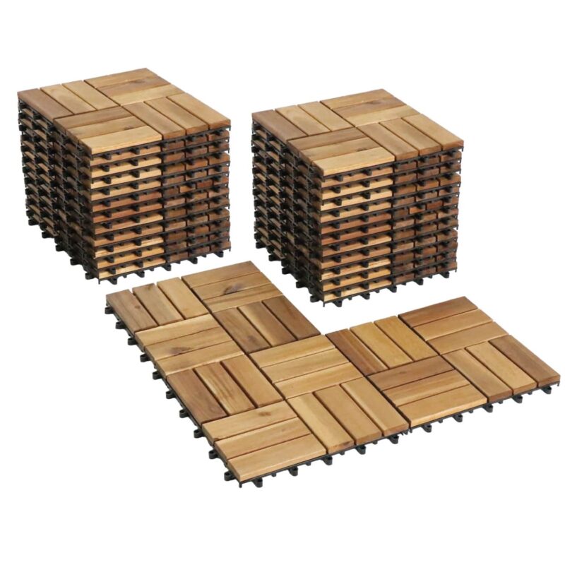 Acacia Wood Deck Tiles Waterproof Outdoor Patio Flooring