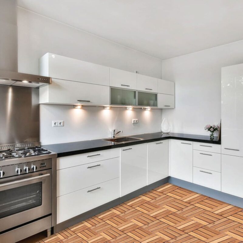 Acacia Wood Deck Tiles Waterproof Outdoor Patio Flooring