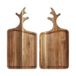 Acacia Wood Deerhorn Cutting Boards Set for Kitchen
