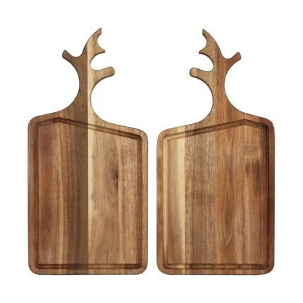 Acacia Wood Deerhorn Cutting Boards Set for Kitchen