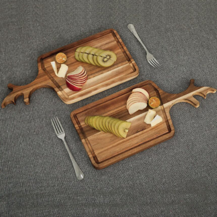 Acacia Wood Deerhorn Cutting Boards Set for Kitchen