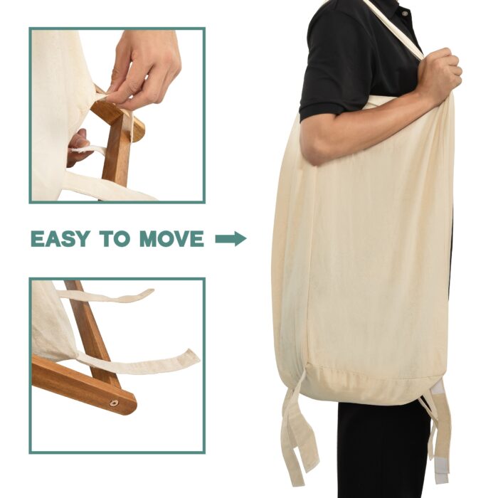 Acacia Wood Folding Laundry Hamper Basket with Handle