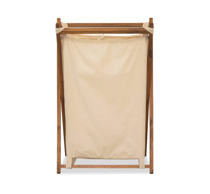 Acacia Wood Folding Laundry Hamper Basket with Handle