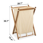 Acacia Wood Folding Laundry Hamper Basket with Handle
