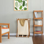 Acacia Wood Folding Laundry Hamper Basket with Handle