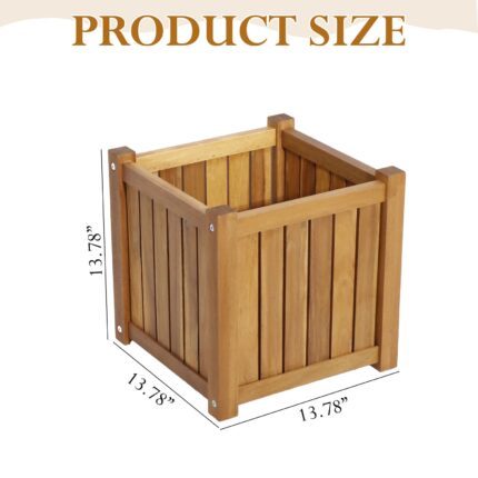 Acacia Wood Planter Box, 14 Inch for Garden