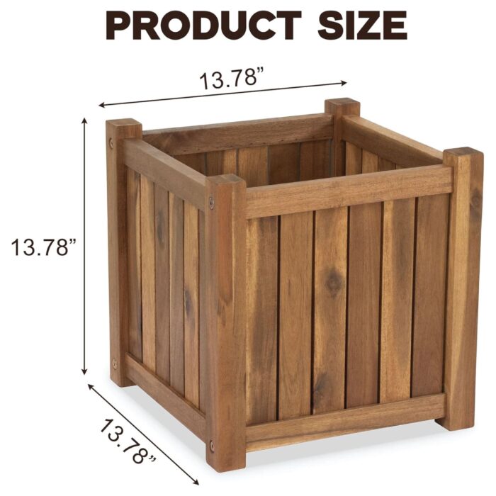 Acacia Wood Planter Box, 14 Inch for Garden
