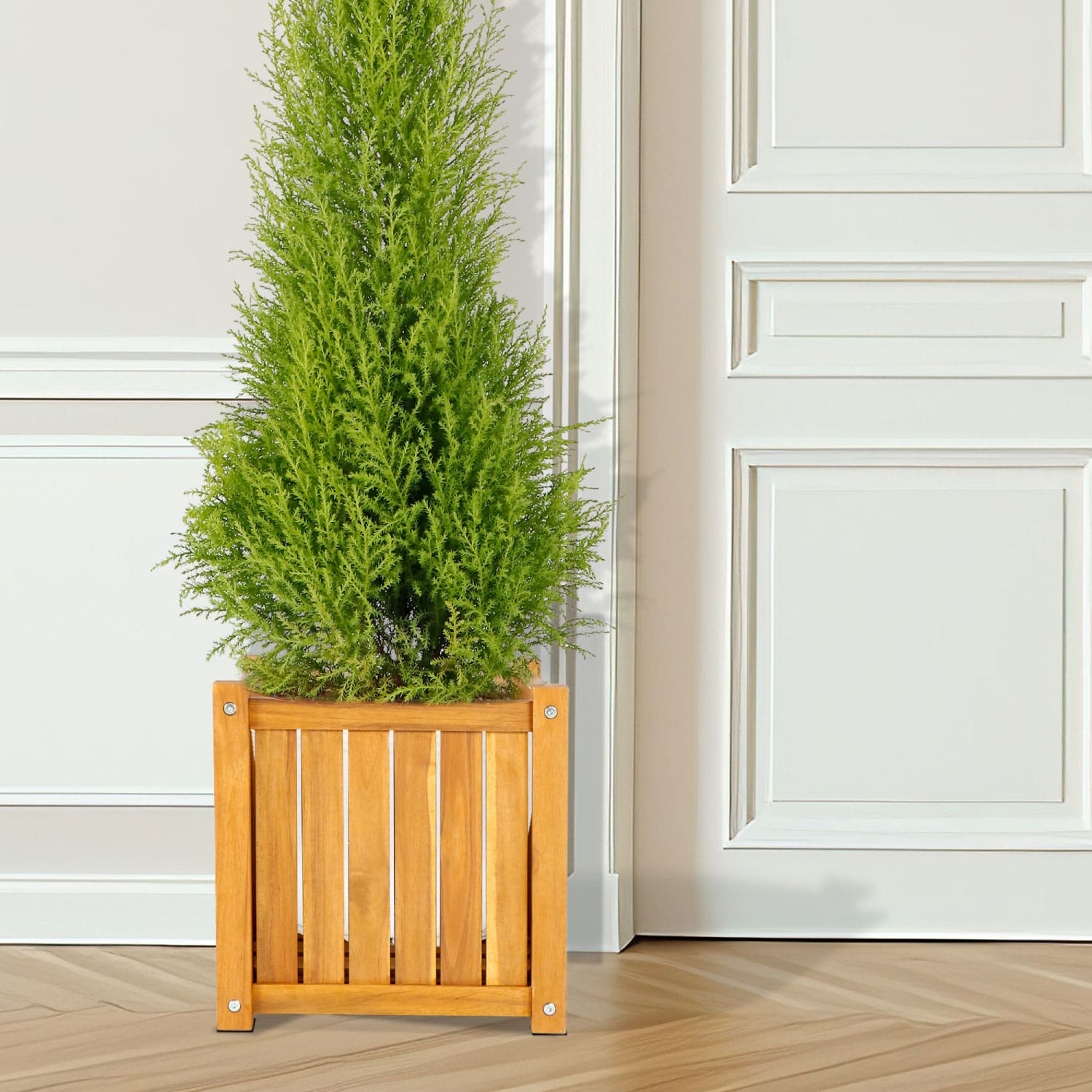 Acacia Wood Planter Box, 14 Inch for Garden