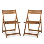 Acacia Wooden Folding Chairs Set for Patio & Garden