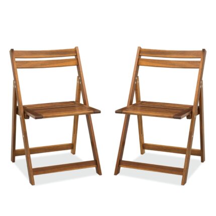 Acacia Wooden Folding Chairs Set for Patio & Garden