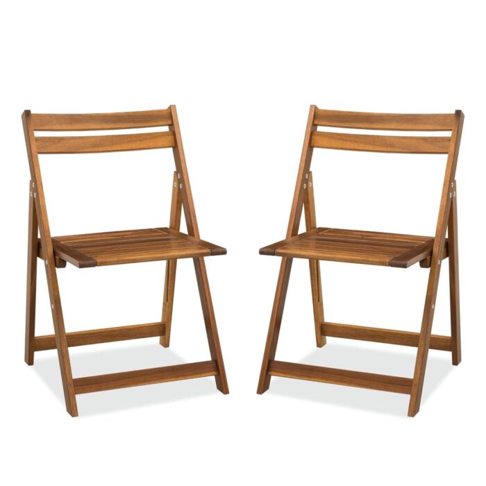 Acacia Wooden Folding Chairs Set for Patio & Garden
