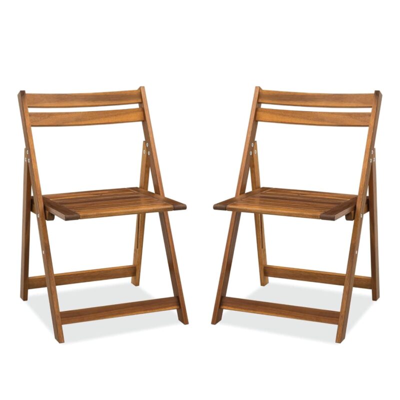 Acacia Wooden Folding Chairs Set for Patio & Garden