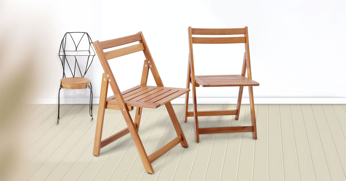 Acacia Wooden Folding Chairs Set for Patio & Garden