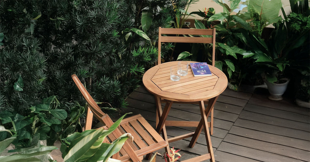 Acacia Wooden Folding Chairs Set for Patio & Garden