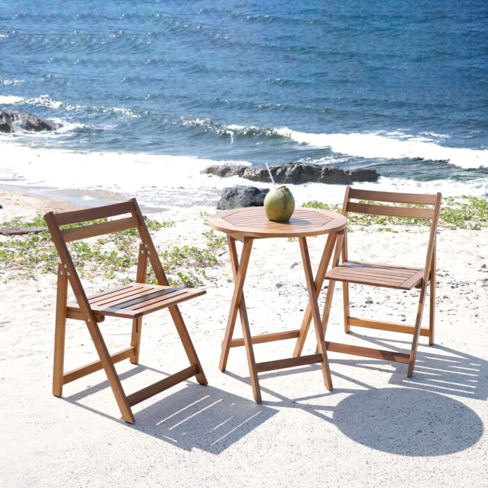 Acacia Wooden Folding Chairs Set for Patio & Garden