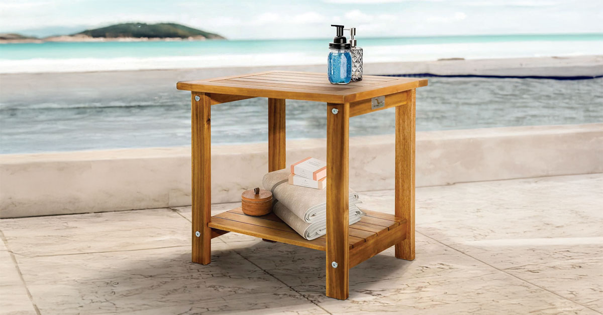 Double Adirondack Side Table Weather-Resistant for Outdoors