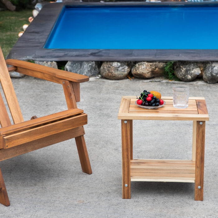 Double Adirondack Side Table Weather-Resistant for Outdoors
