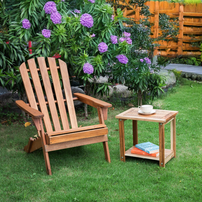 Double Adirondack Side Table Weather-Resistant for Outdoors