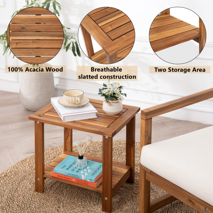 Double Adirondack Side Table Weather-Resistant for Outdoors
