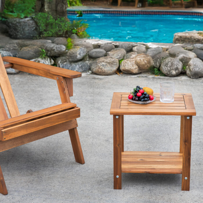 Double Adirondack Side Table Weather-Resistant for Outdoors
