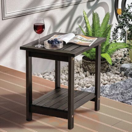 Double Adirondack Side Table Weather-Resistant for Outdoors