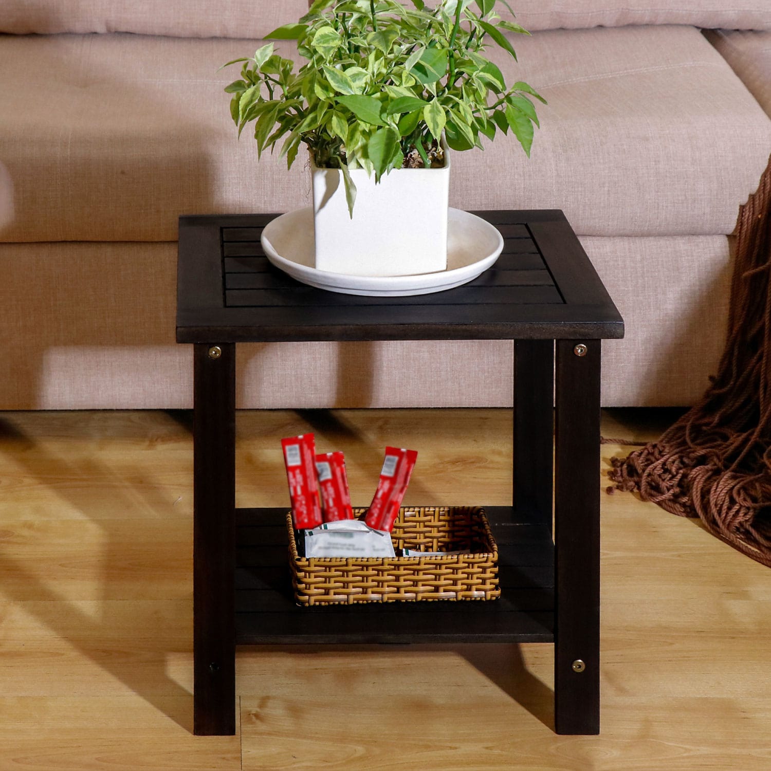Double Adirondack Side Table Weather-Resistant for Outdoors