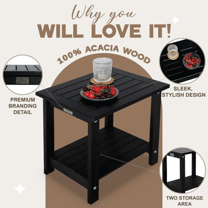 Double Adirondack Side Table Weather-Resistant for Outdoors