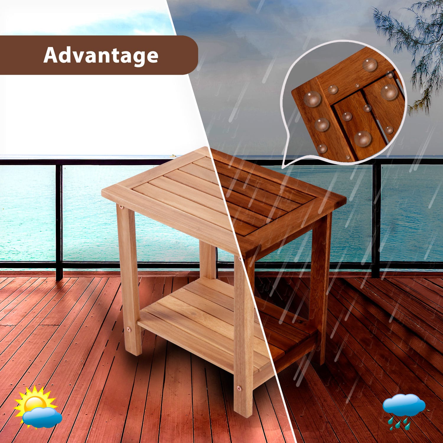 Double Adirondack Side Table Weather-Resistant for Outdoors