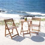 Foldable Acacia Wood Round Table Waterproof for Outdoors