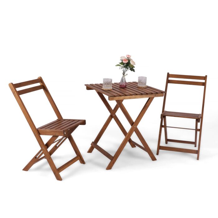 Folding Acacia Wood Bistro Set Outdoor Table and Chairs