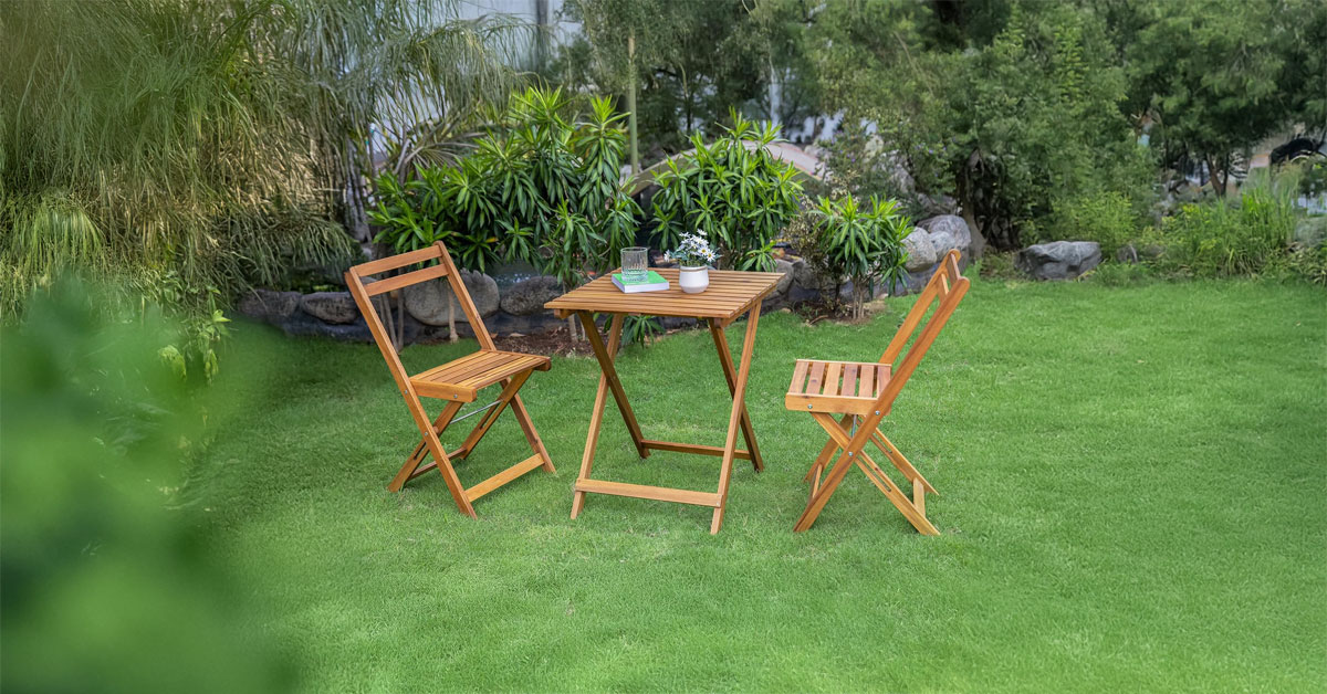 Folding Acacia Wood Bistro Set Outdoor Table and Chairs