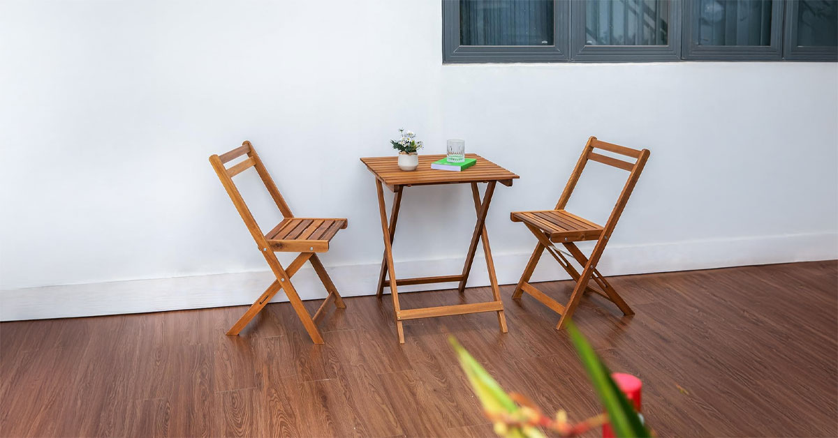 Folding Acacia Wood Bistro Set Outdoor Table and Chairs