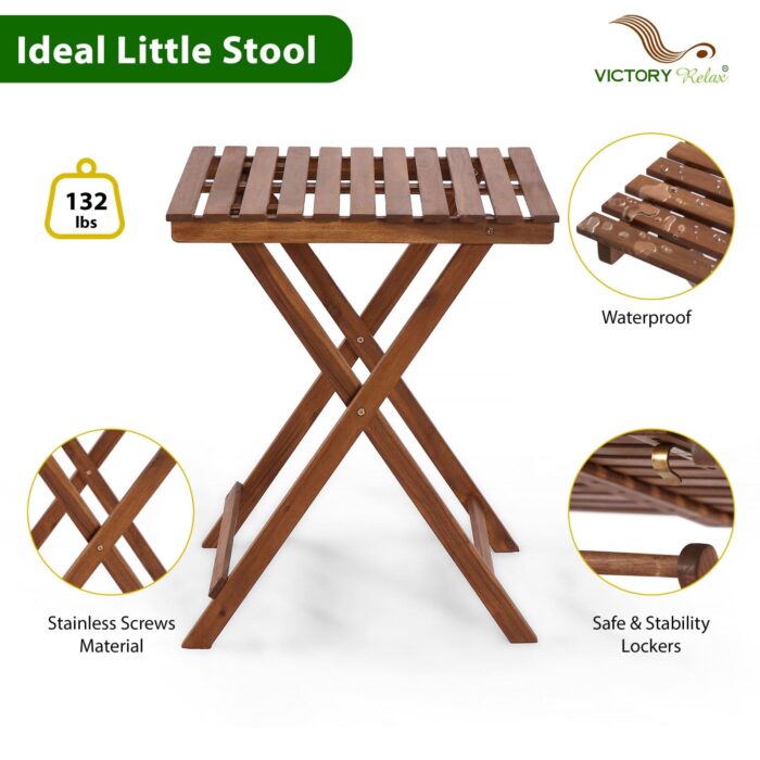 Folding Acacia Wood Bistro Set Outdoor Table and Chairs