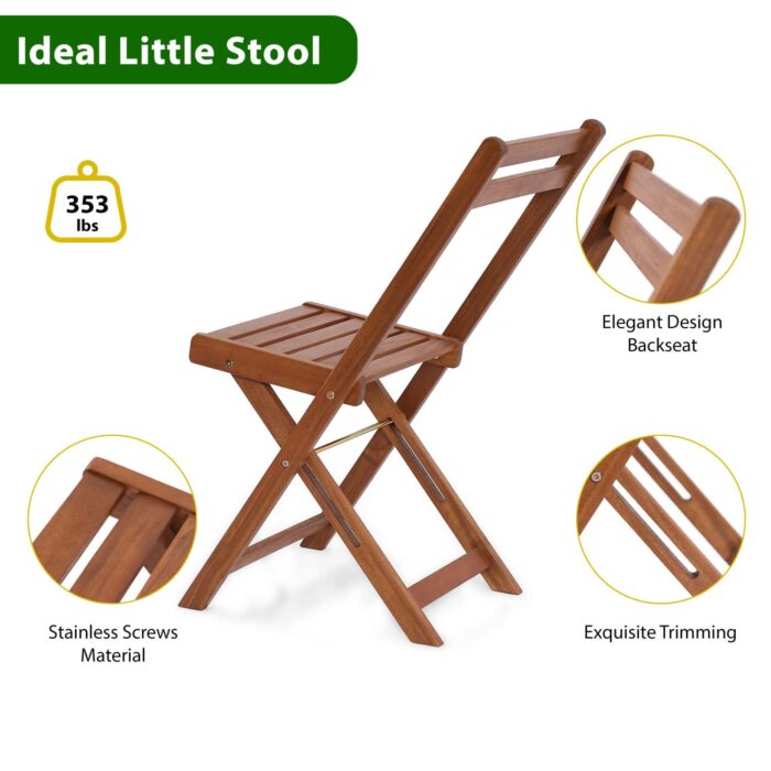 Folding Acacia Wood Bistro Set Outdoor Table and Chairs