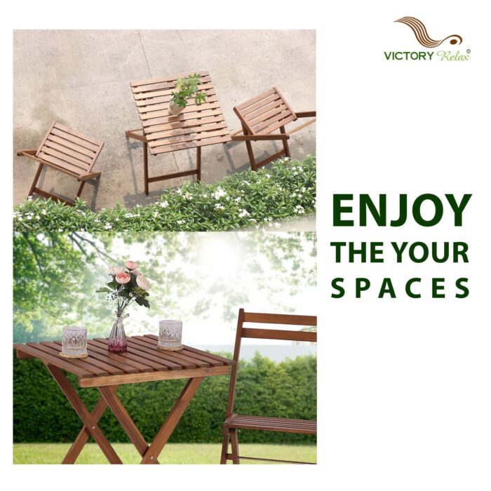 Folding Acacia Wood Bistro Set Outdoor Table and Chairs