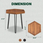Hexagon Side Table Natural Wood for Living Room