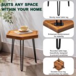 Hexagon Side Table Natural Wood for Living Room