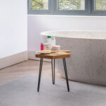 Hexagon Side Table Natural Wood for Living Room