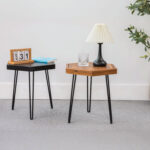 Hexagon Side Table Natural Wood for Living Room