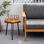 Hexagon Side Table Natural Wood for Living Room