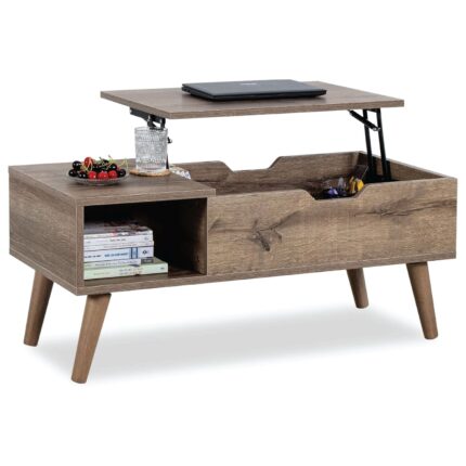 Lift-Top Coffee Table with Hidden Storage for Living Room