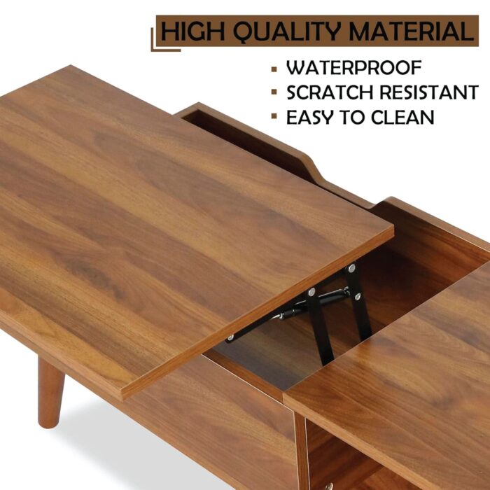 Lift-Top Coffee Table with Hidden Storage for Living Room