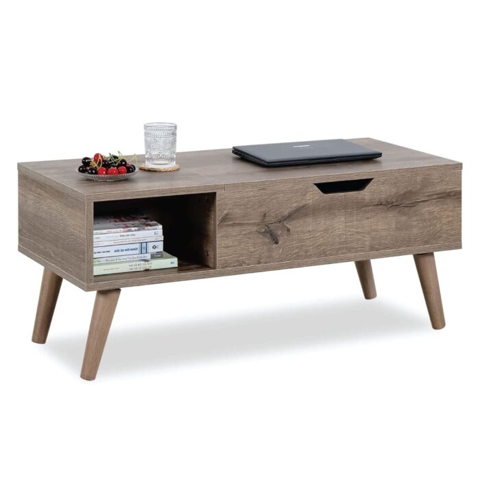 Lift-Top Coffee Table with Hidden Storage for Living Room