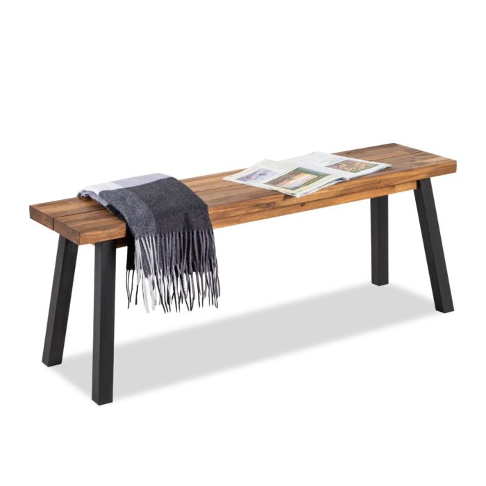 Solid Acacia Wood Bench for Entryway & Living Room
