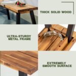 Solid Acacia Wood Bench for Entryway & Living Room
