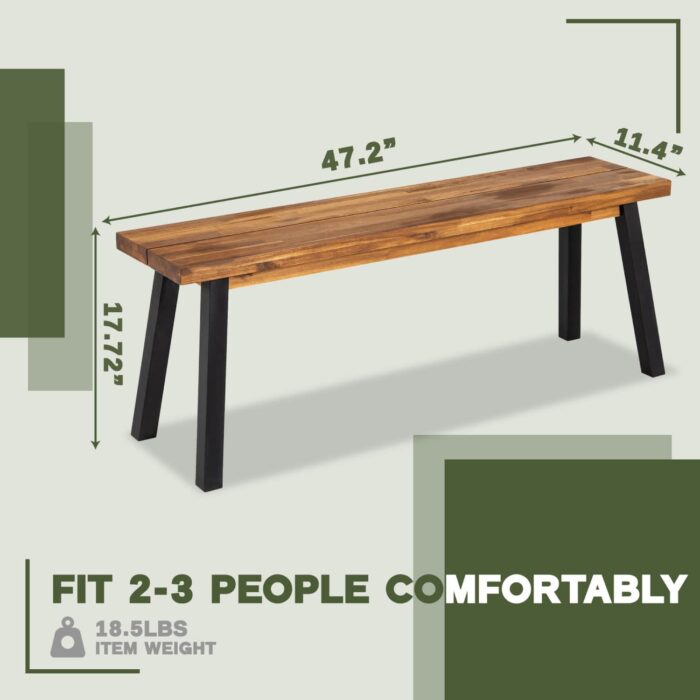 Solid Acacia Wood Bench for Entryway & Living Room