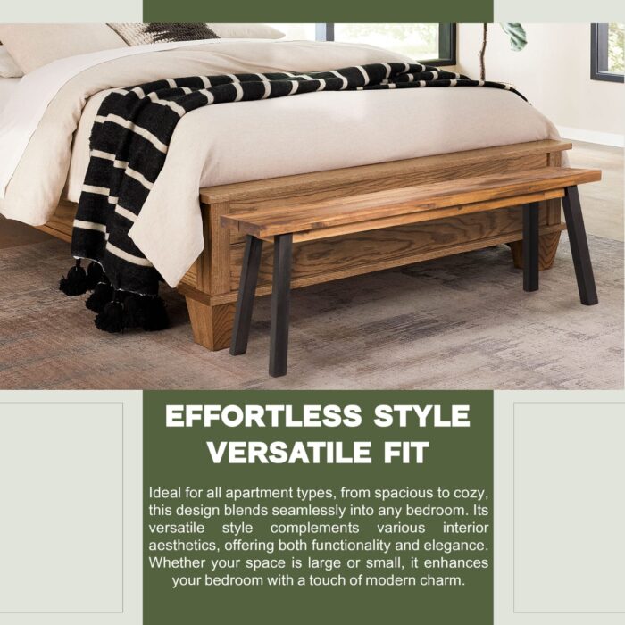 Solid Acacia Wood Bench for Entryway & Living Room