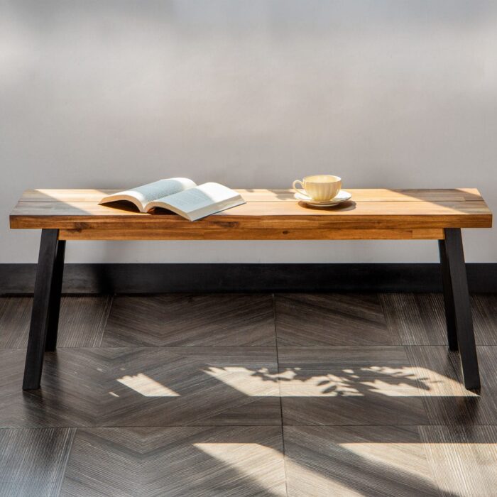 Solid Acacia Wood Bench for Entryway & Living Room